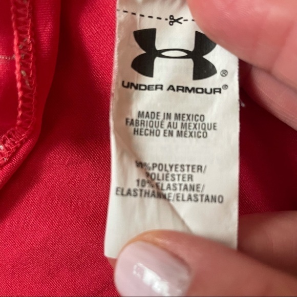 Under Armour Womens Pink T-Shirt HeatGear Short Sleeve Hexagon Fitted Size Small - Picture 7 of 7